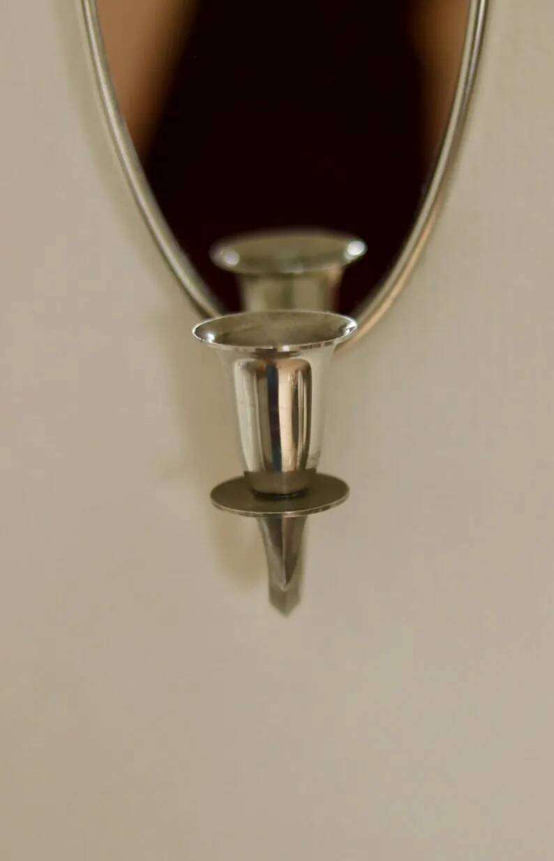 Pair of Mid-Century Tin Sconces with Mirror by Svenskt - Tenn, Sweden
