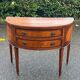 Commode console demi lune vintage bois et marqueterie Louis XVI