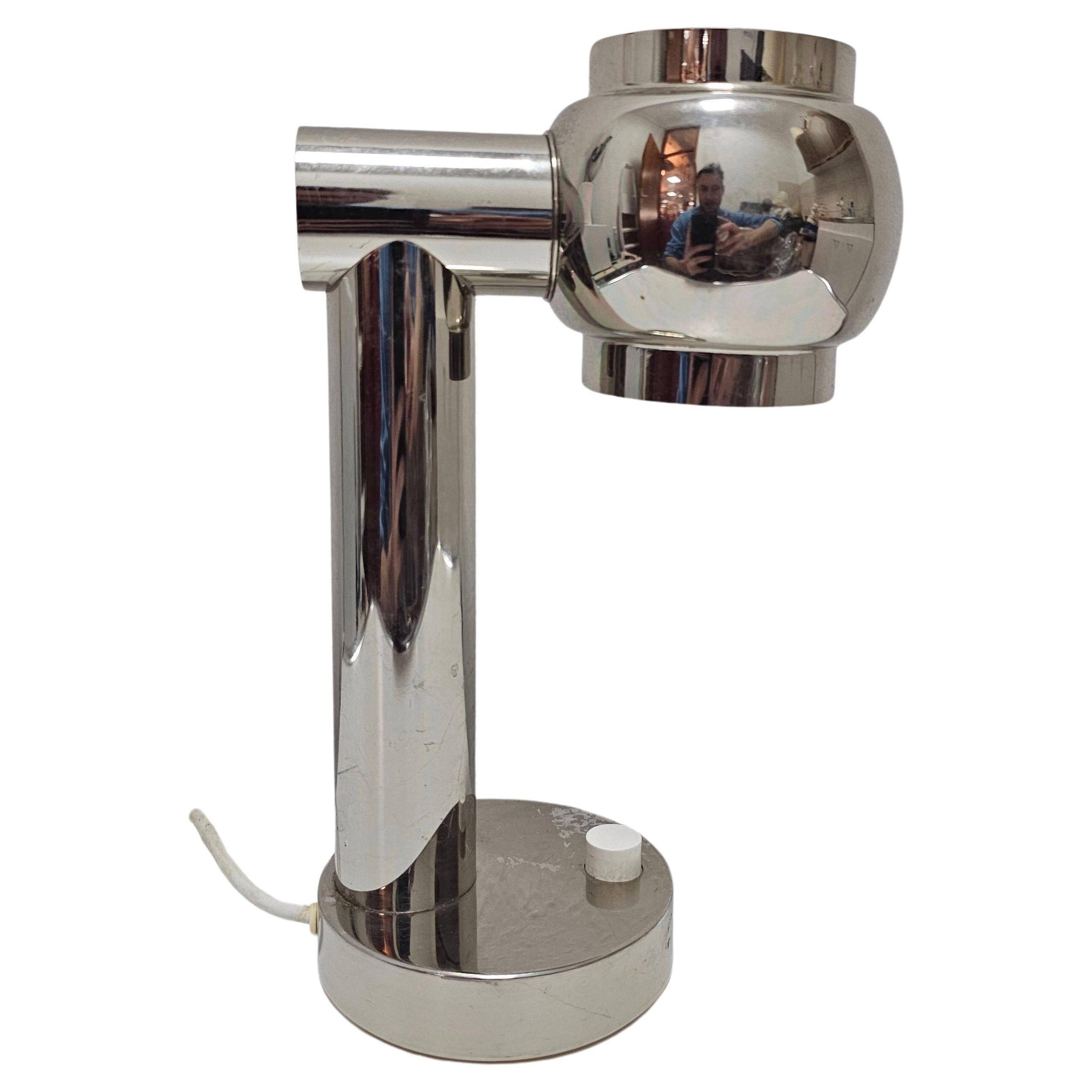 Space Age table lamp in chrome with a swivelling shade, Italy 1970s.