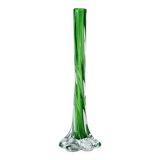 Translucent glass soliflora, long spiral twisted vase with flower-shaped foot