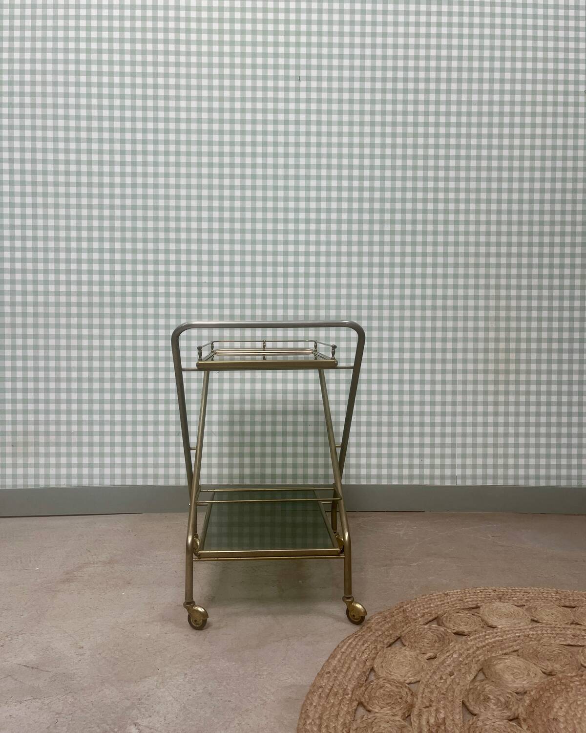 Vintage brass and glass serving trolley