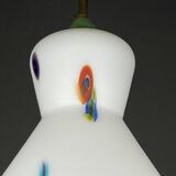 Mid-century Murano opaline glass pendant lamp by Stilnovo, 1950s.