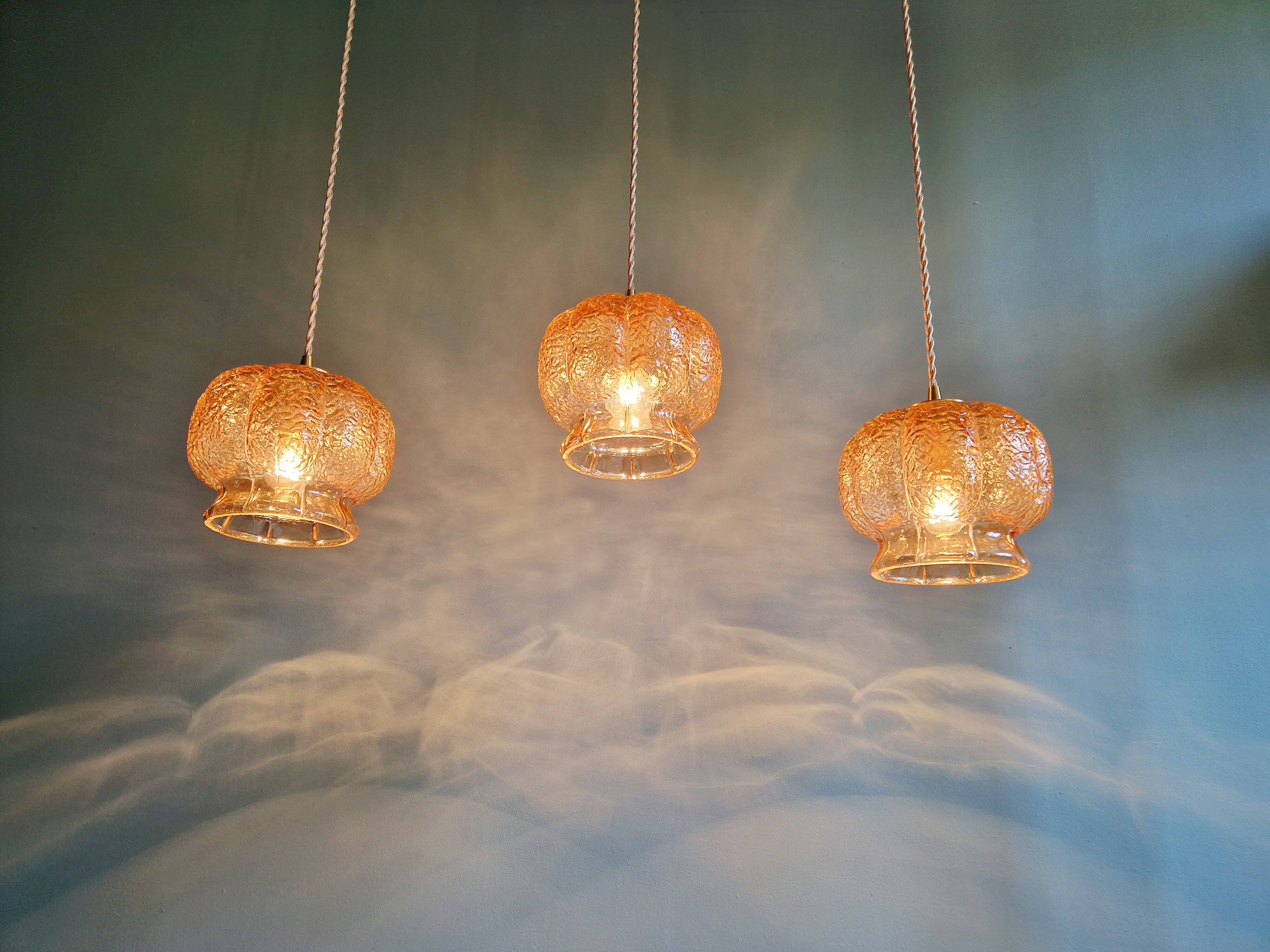Vintage amber glass pendant (5 available), 1960s-70s