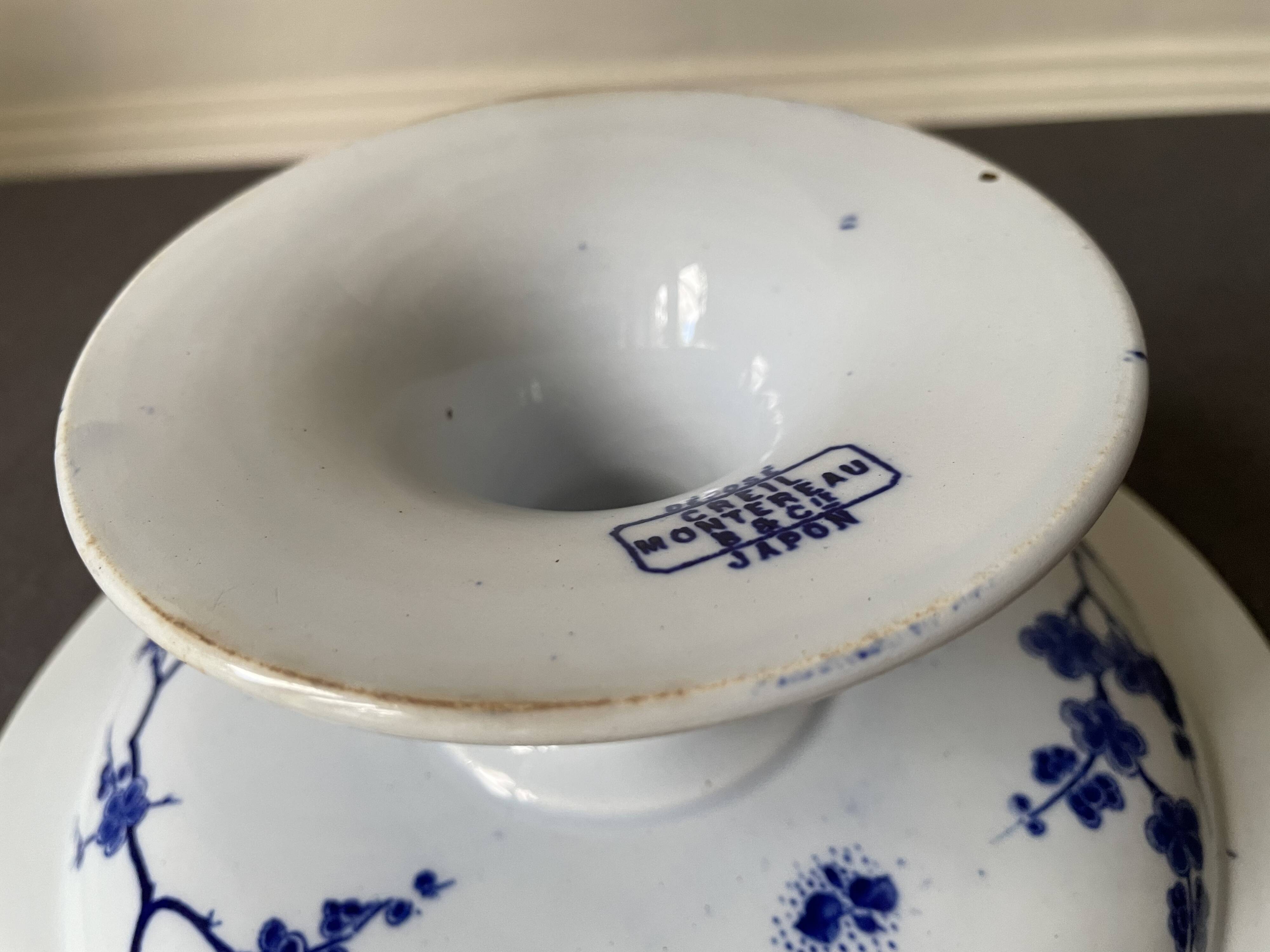 Earthenware compotier Creil & Montereau Japanese service 19th century