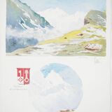 René LEVERD: Switzerland, Brüning Pass, Original signed watercolor