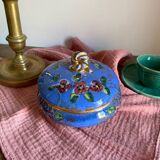 Old blue earthenware jewelry box