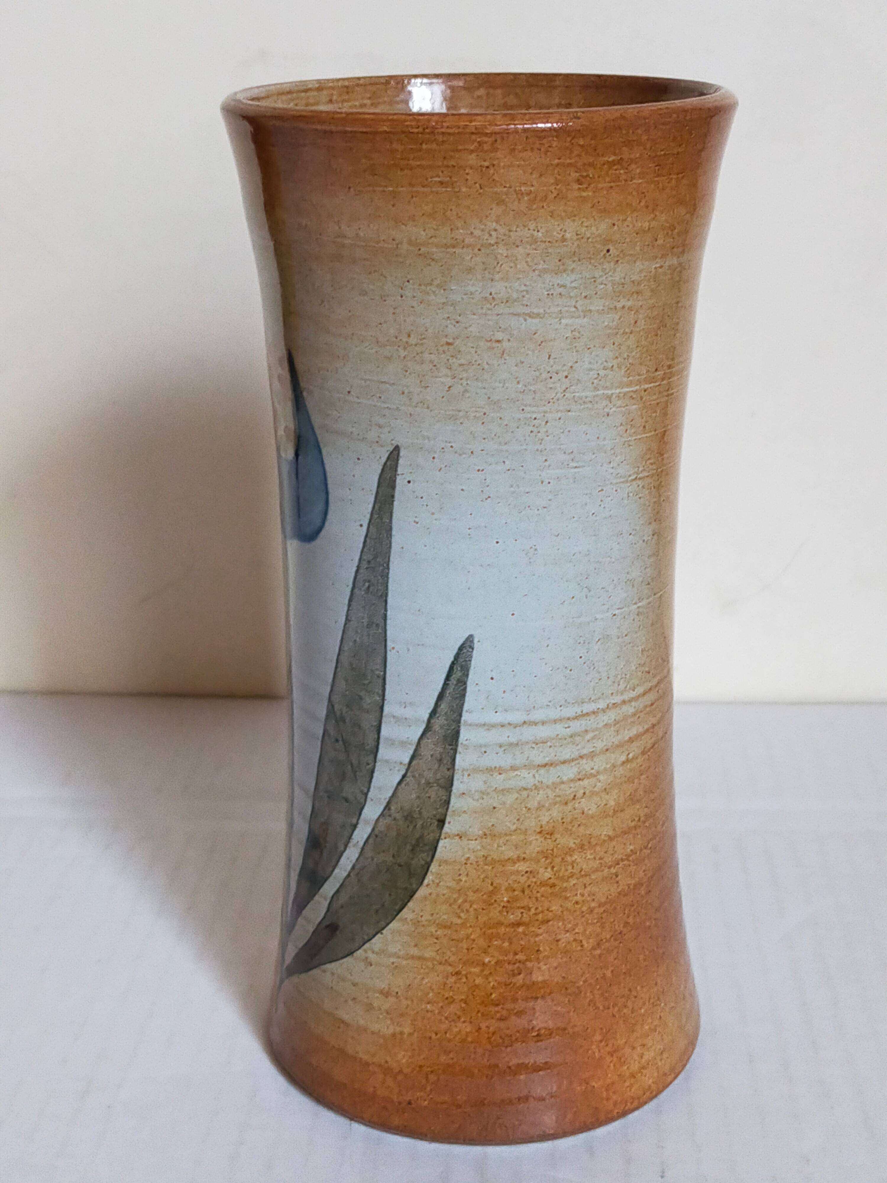 Vintage enameled stoneware potter's diabolo vase