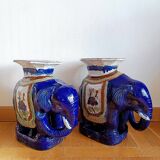 Pair of 20th century ceramic elephant stools
