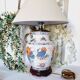 Hand-painted porcelain table lamp, Chinese Imari style.