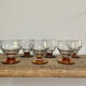 6 vintage glasses with amber feet