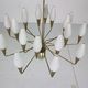 Italian mid-century modern brass and opaline glass chandelier, 1960