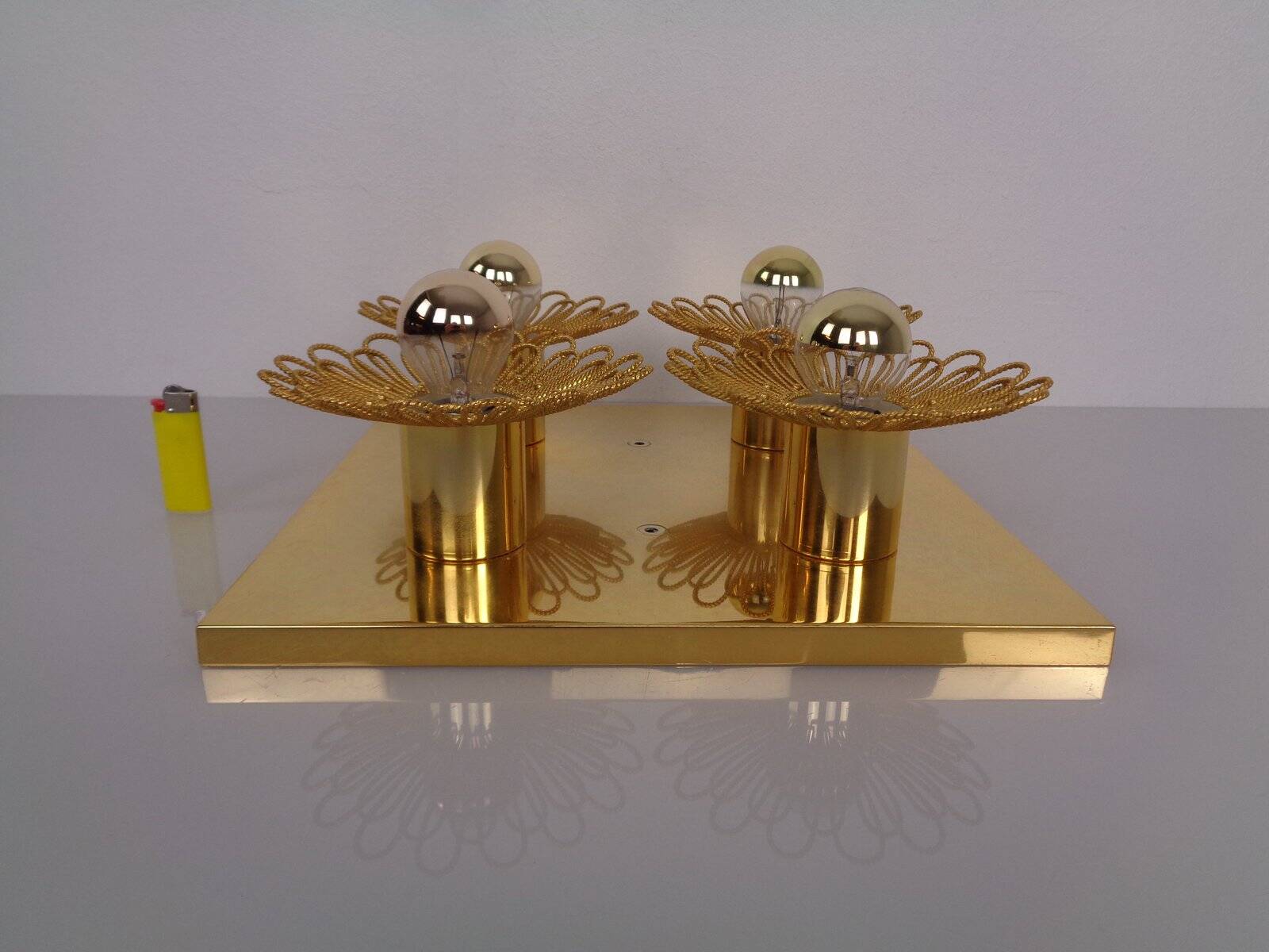 Space Age JBS Brass Sconce by Joseph Brumberg, 1960s