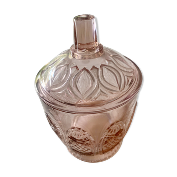 Bonbonnière en verre rose