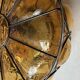 Vintage ceiling lamp amber crackle glass 1970s