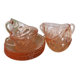 Set of 4 Rosaline cups and 4 saucers from Arcoroc