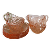 Set of 4 Rosaline cups and 4 saucers from Arcoroc