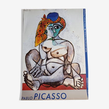 Picasso, affiche originale -1984, femme nue au bonnet turc