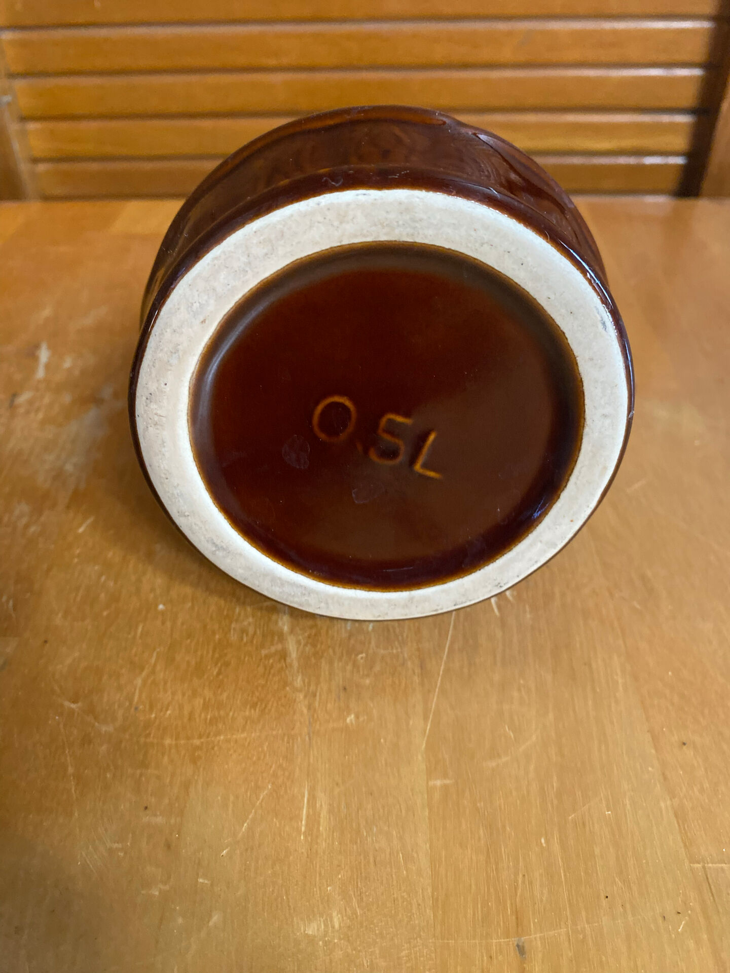 Vintage flamed ceramic barrel-shaped pitcher by revol, 0.5l