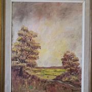 Large rural landscape painting - Oil on framed canvas - Circa 1950 - Signed Benoot