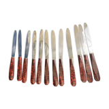 Set of 12 vintage red bakelite knives