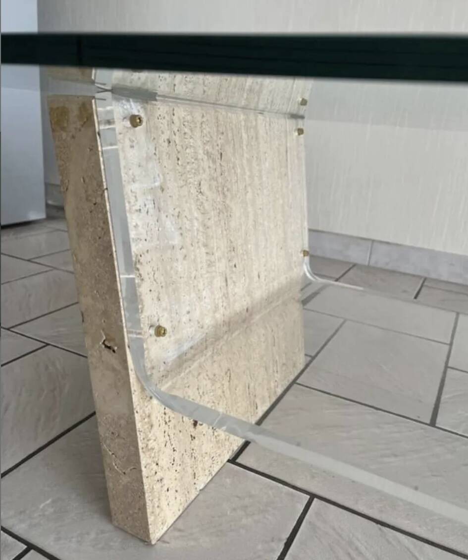 Mid-century travertine coffee table