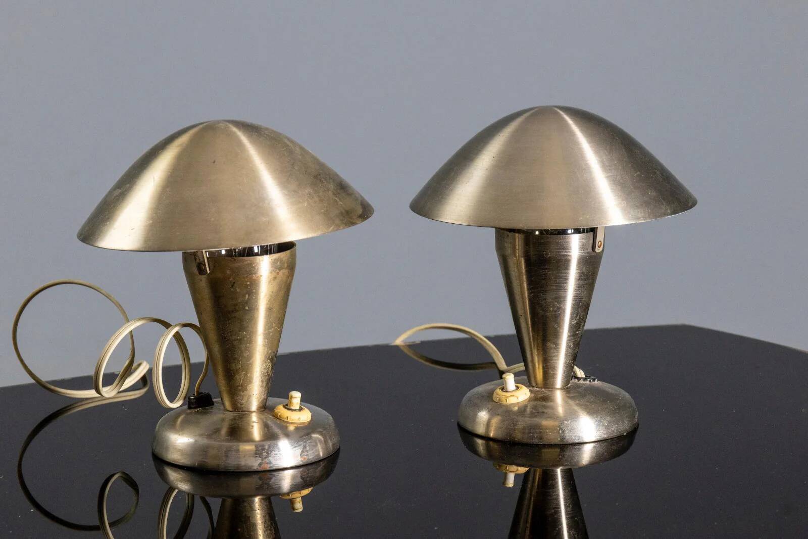Pair of chrome table lamps, Vladimír Havel, 1960s, Czechoslovakia