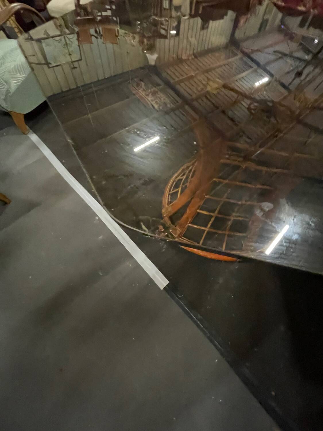 Bamboo leg & smoked glass table