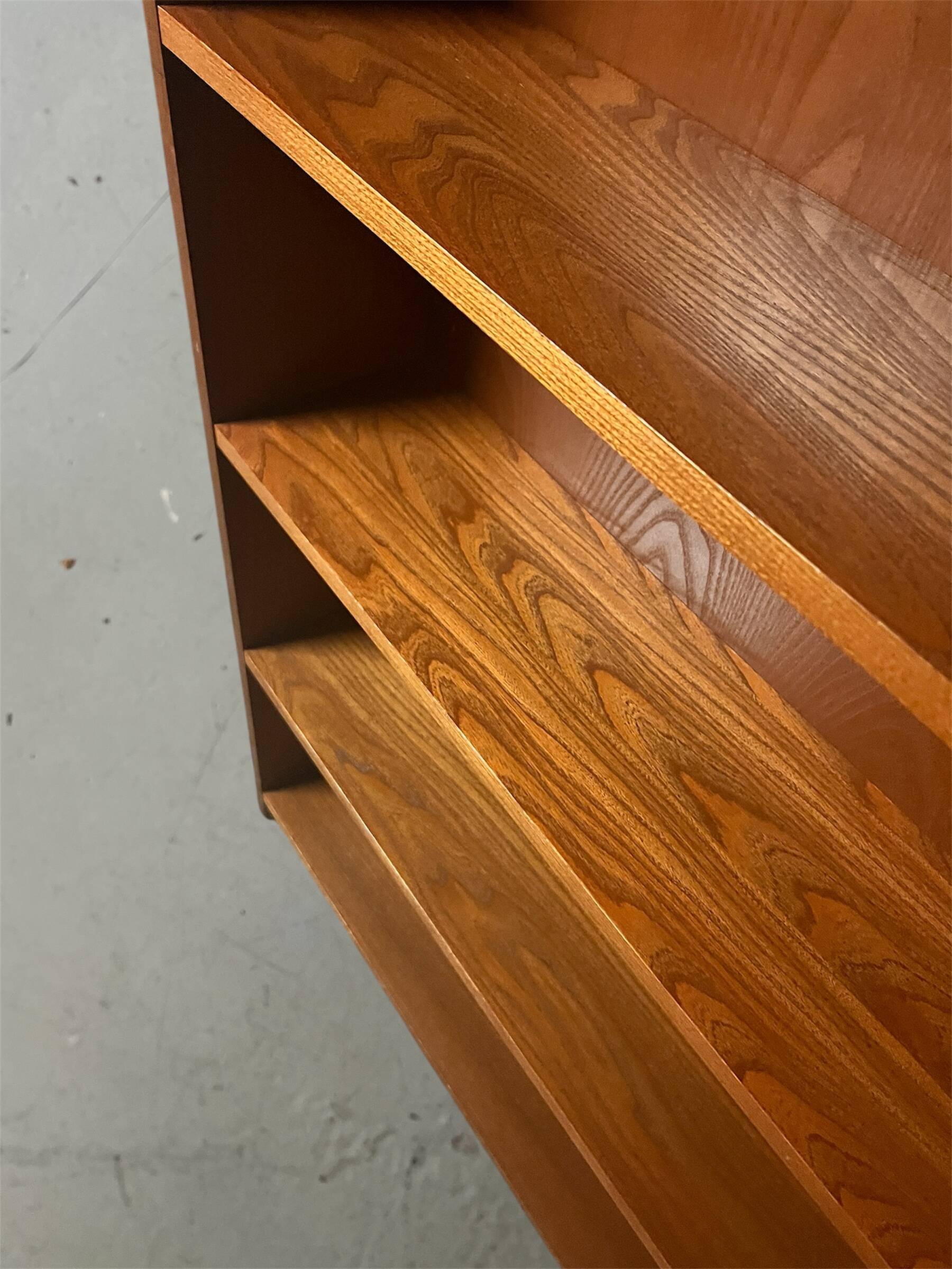 Large vintage midcentury modern wooden bookcase, circa 1970