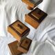 Small 1930s wooden and glass furniture with sliding storage boxes