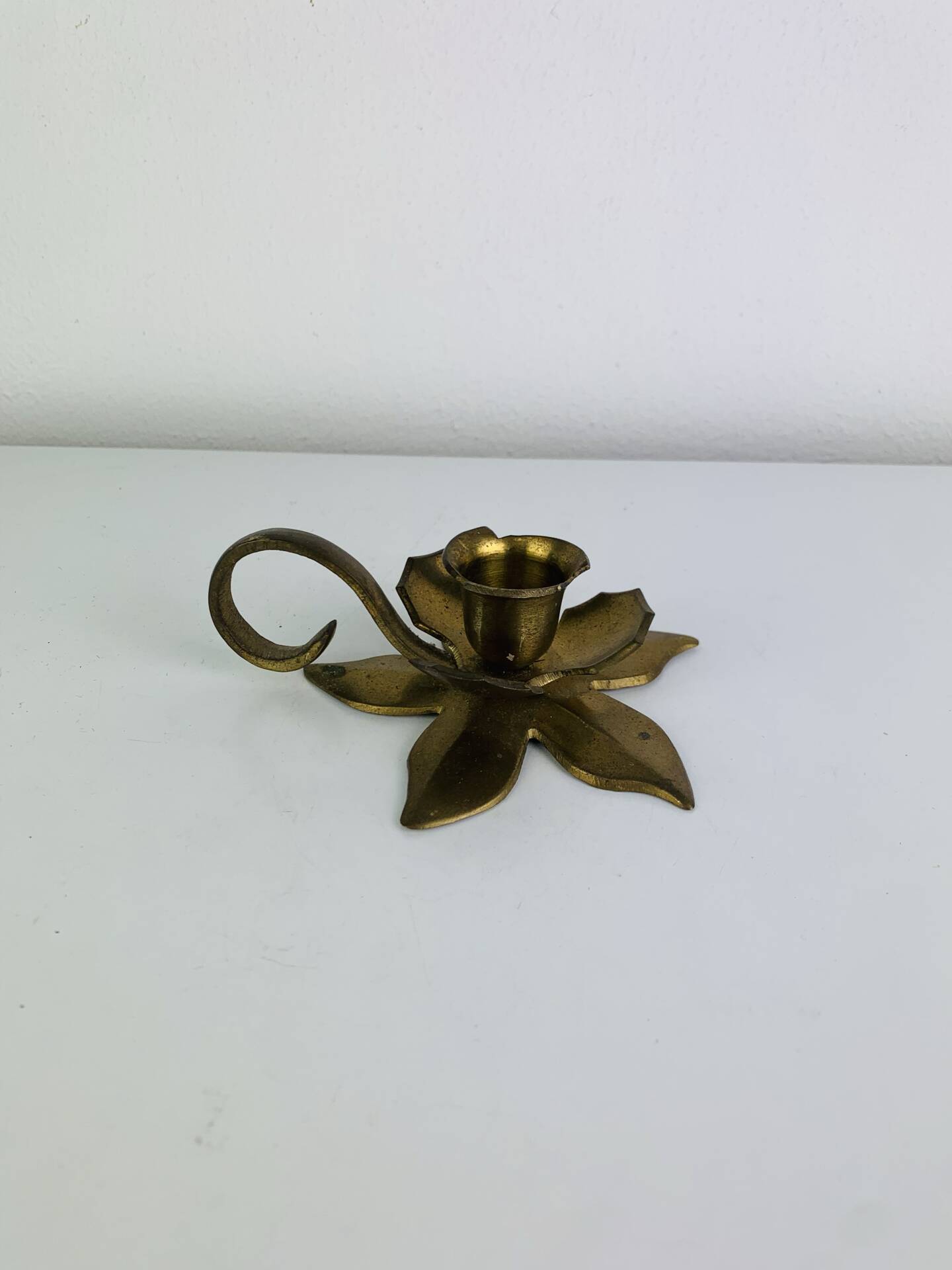 Vintage golden brass flower candlestick