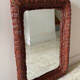 Vintage rattan wall mirror