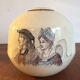 Ball vase in enamelled earthenware Cazalas signed design 30s - 40s