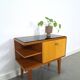 Mid-Century kastje J.D. Freese met klep en zwart opaline glas