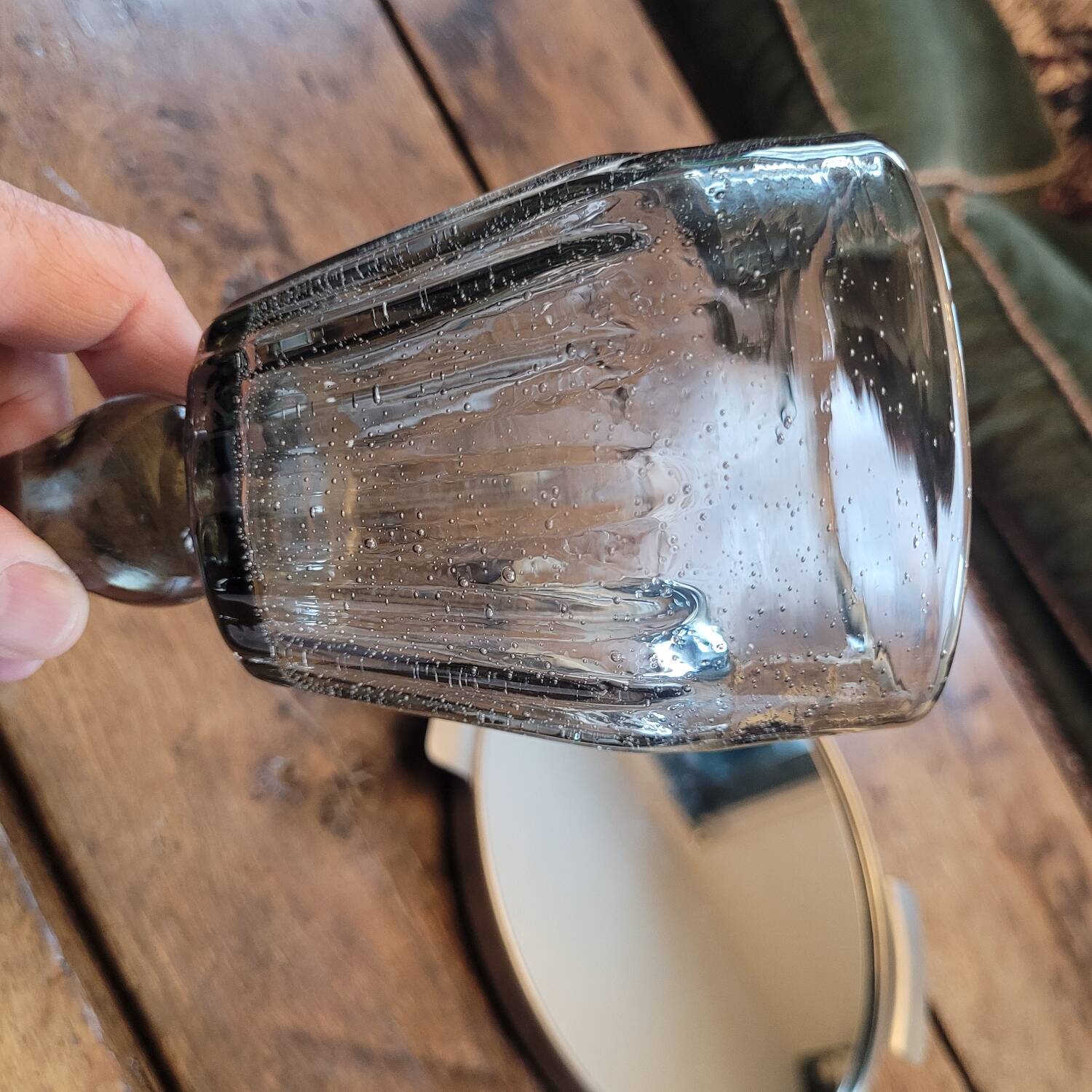 Footed glass La Rochère, 70's bubble glass