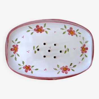 Earthenware asparagus dish with floral decoration