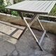 Square folding wooden garden table painted gray gray beige