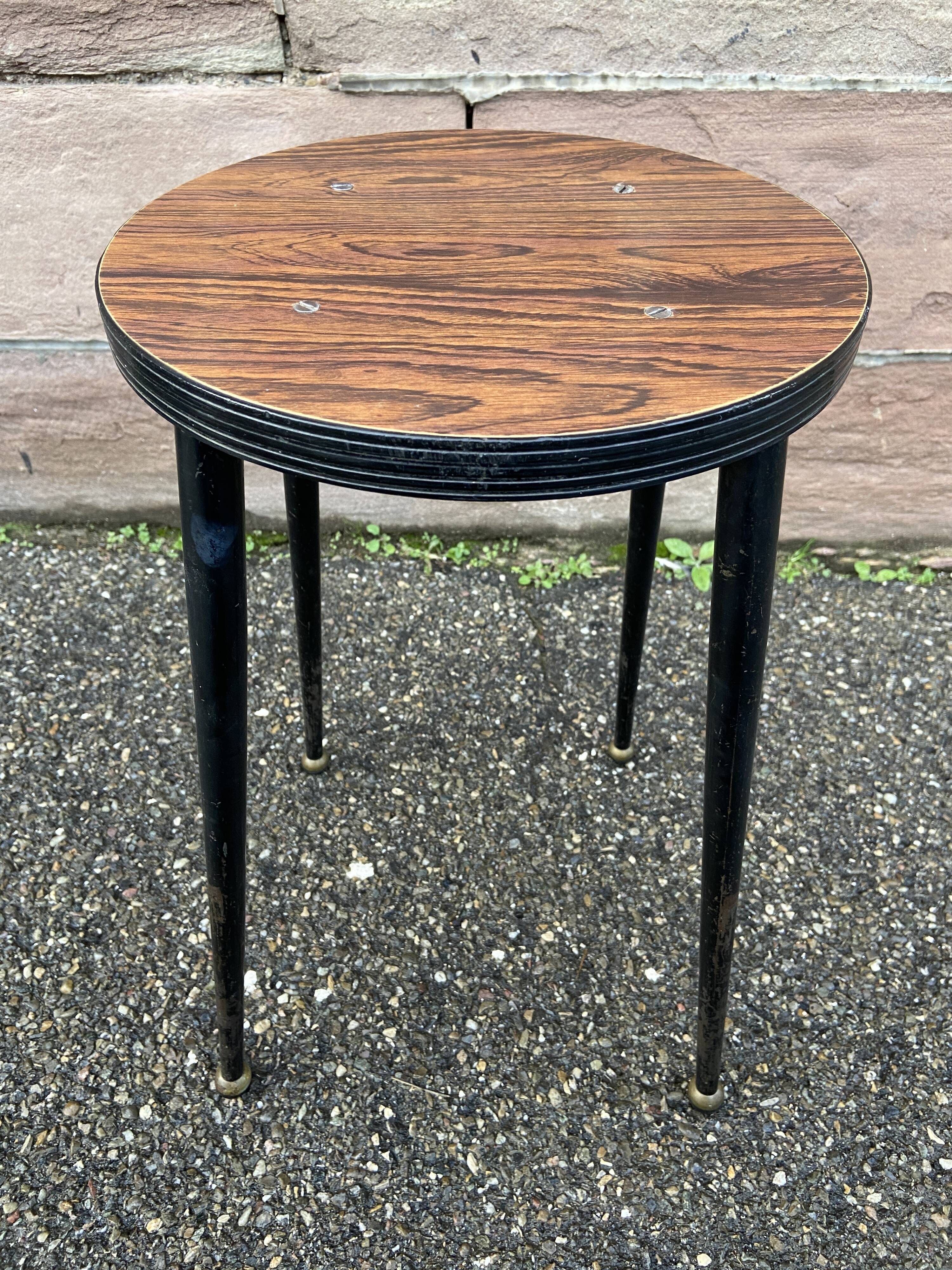 Vintage Scandinavian metal & formica stool 60s