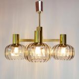 Midcentury brass pendant light and 4 glass tulips 60s/70s