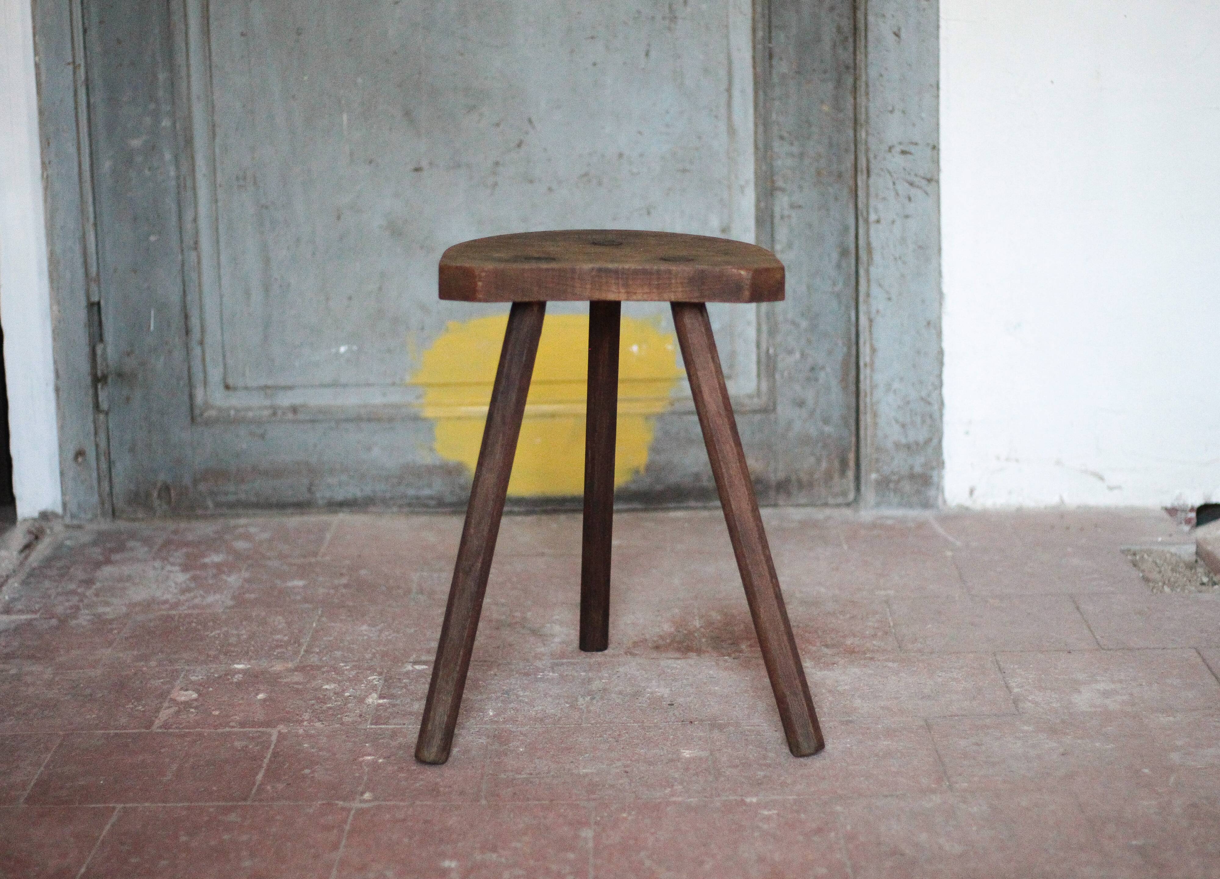 Tripod stool, wooden stool, milking stool, antique stool