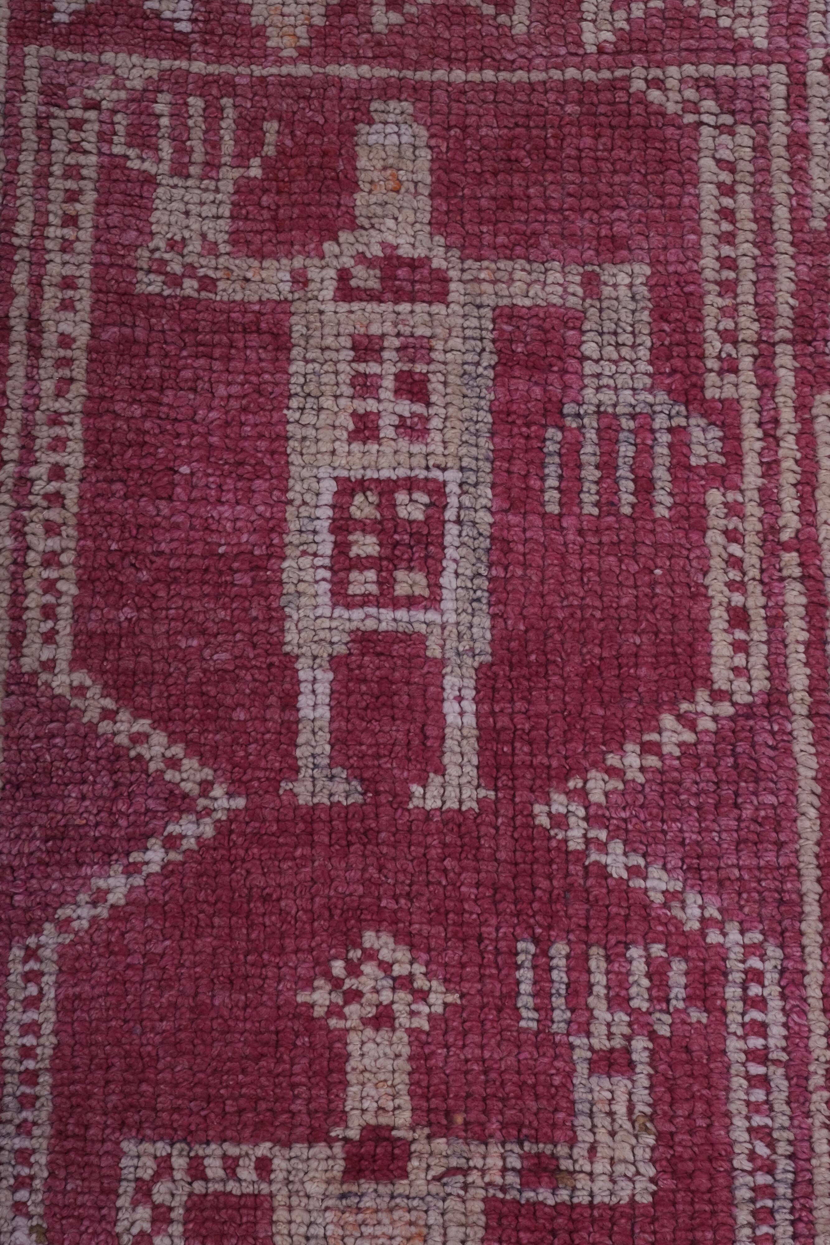 Vintage Turkish rug from Oushak, hand-woven 87x302 cm