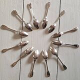 12 small silver metal spoons Christofle mesh model