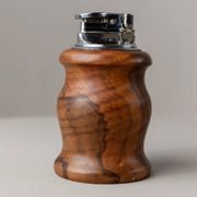 Brown Wood Vintage Lighter with Curved Italian Design, 1960s Table Accessory - Refined Gift