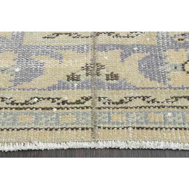 Vintage Turkish Oushak Handmade Wool Cotton Beige Runner Rug 71x315