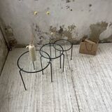 1950s metal and glass nesting coffee tables
