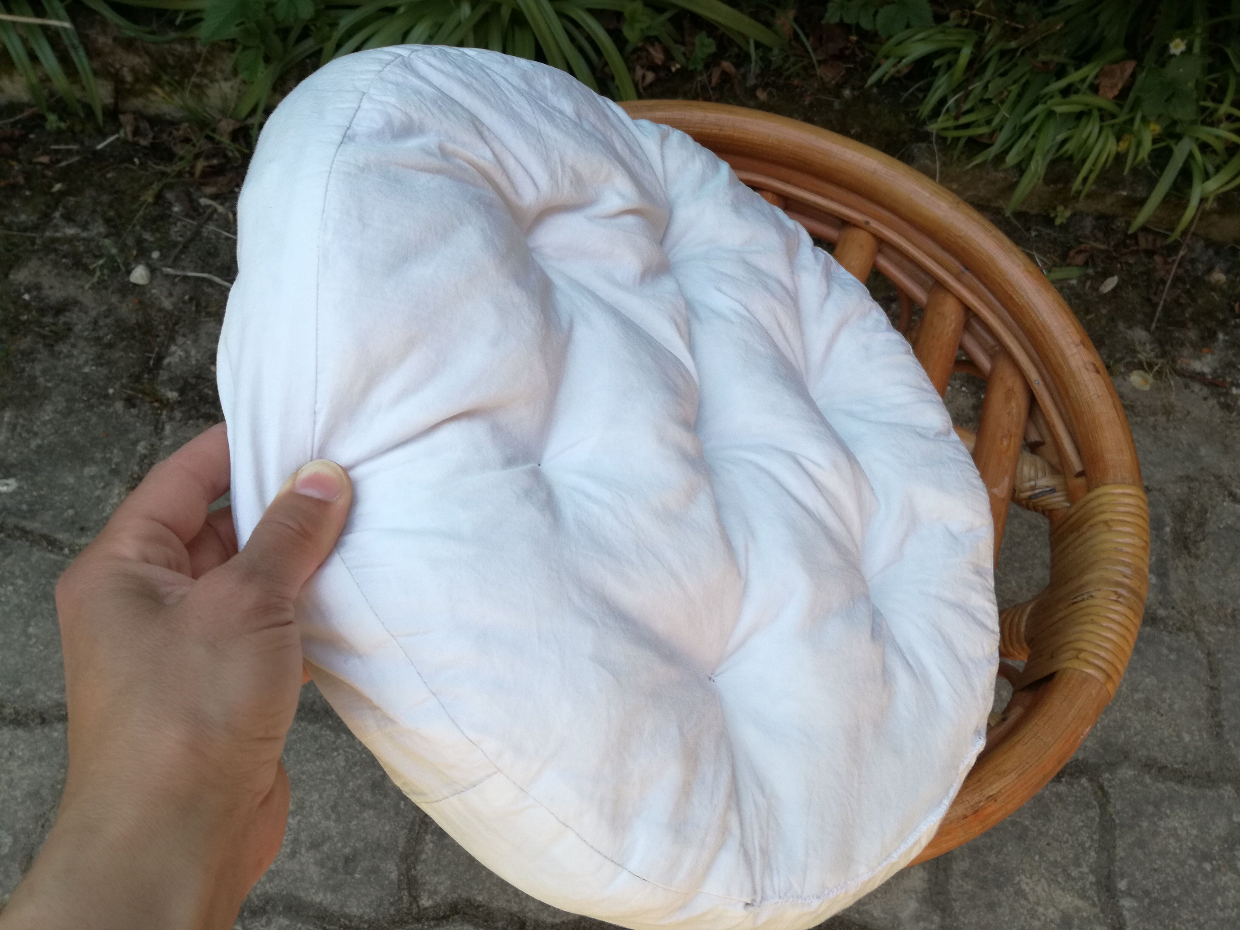 Vintage pouf in rattan and bamboo