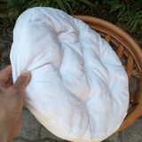 Vintage pouf in rattan and bamboo