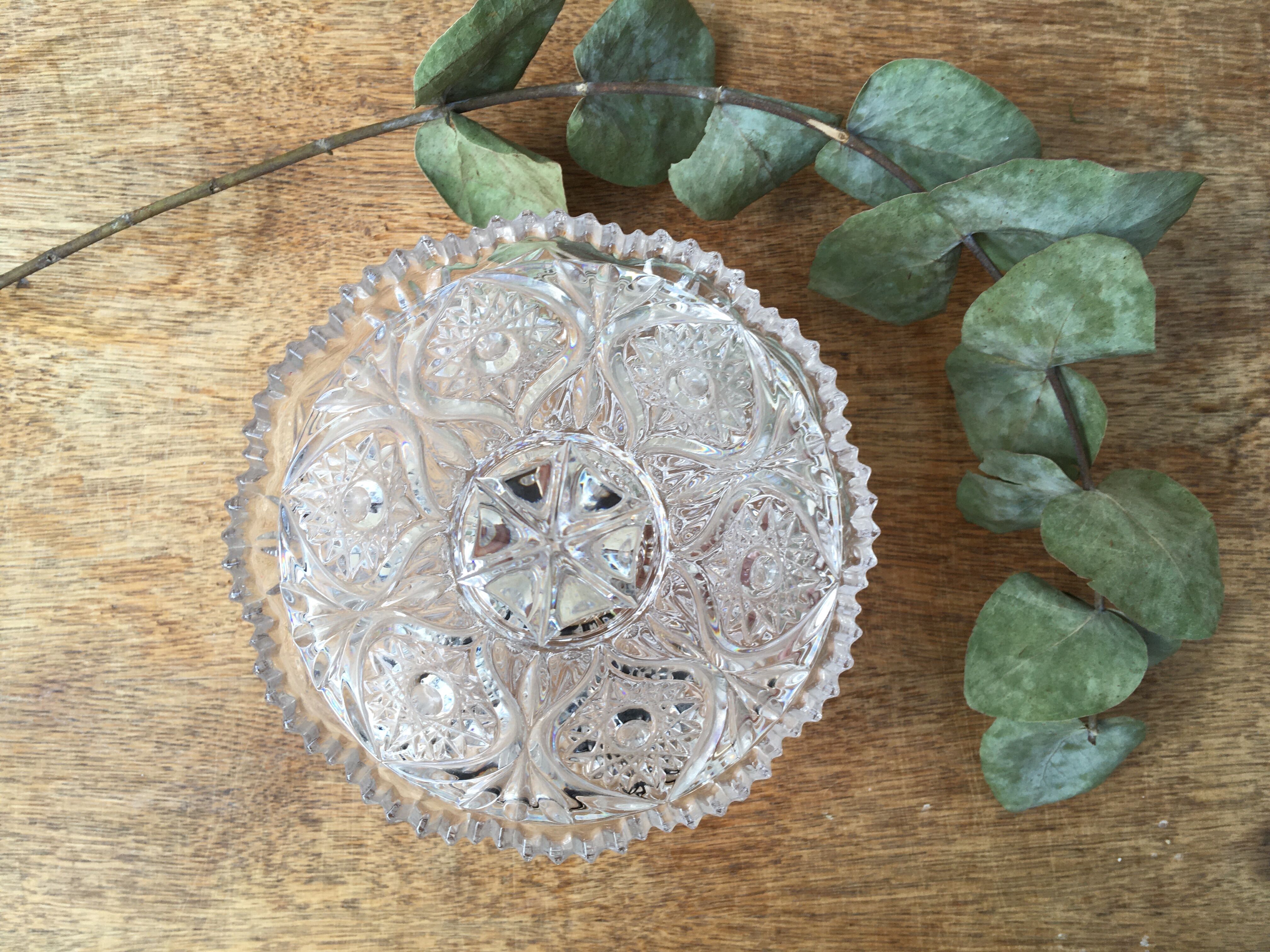 Vintage chiseled glass candy
