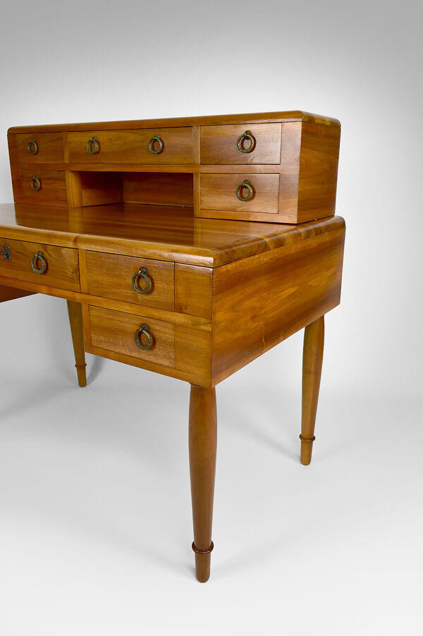 Bureau Art Déco en noyer, France, vers 1940