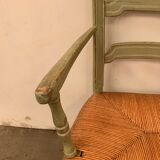 Provencal armchair in patinated beech Seat in straw XX century