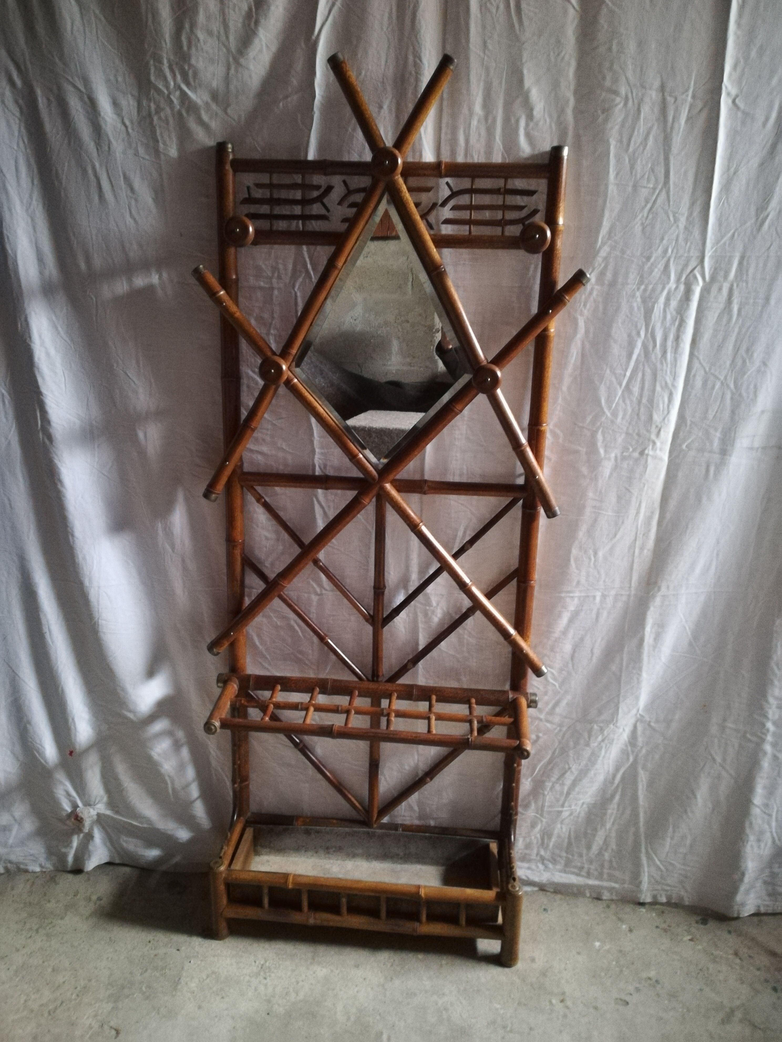 Colonial bamboo coat rack from the 20s/30s